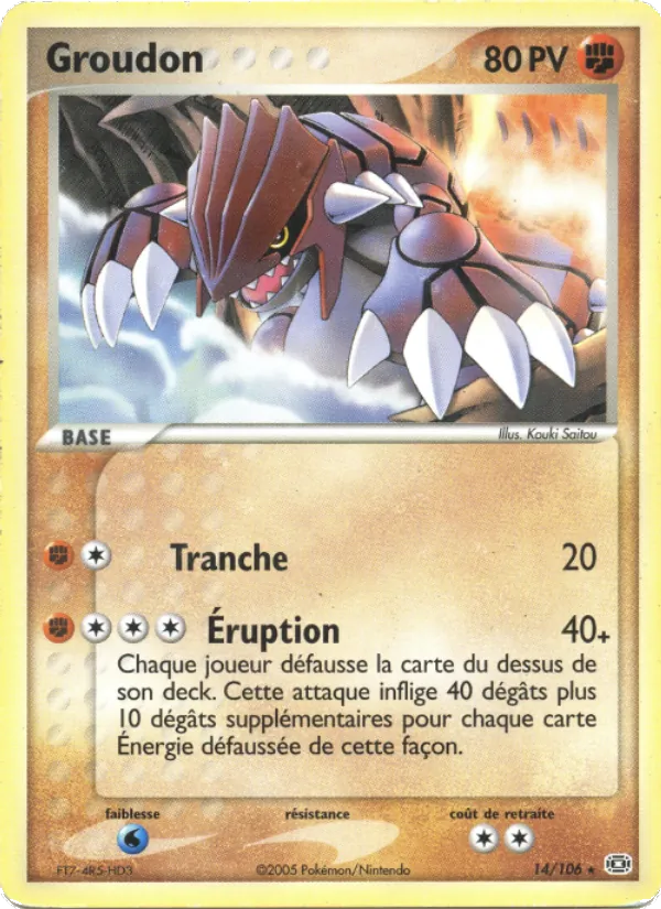 Carte Groudon de l'extension EX Émeraude, numéro 14/106