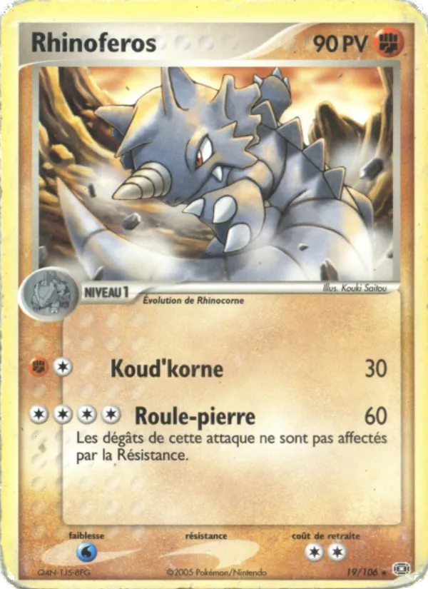 Carte Rhinoféros de l'extension EX Émeraude, numéro 19/106