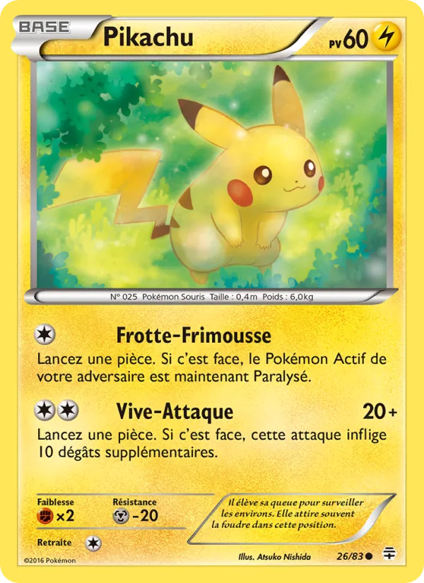 Carte Pikachu de l'extension Générations, numéro 26/83