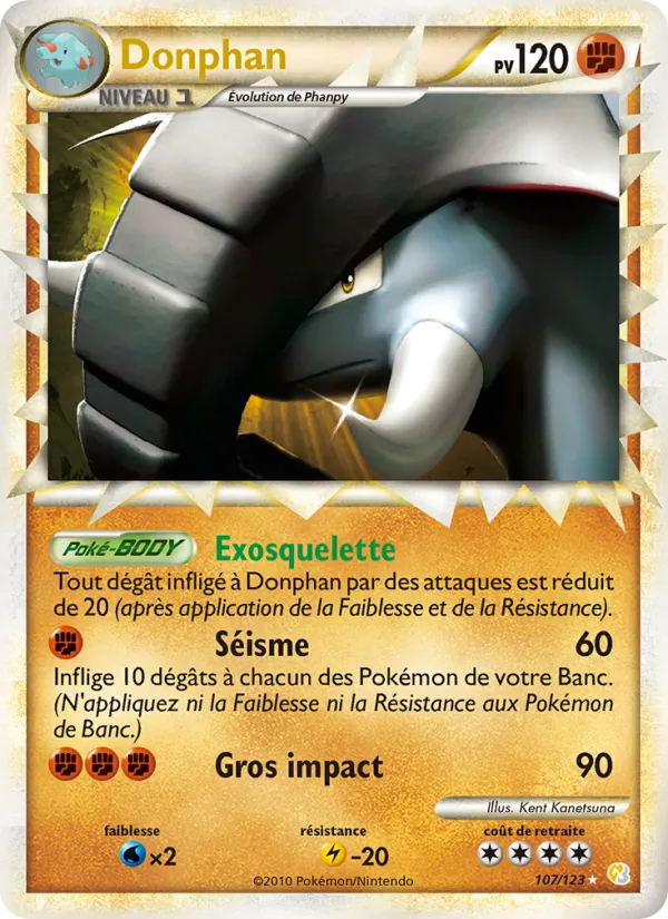 Carte Donphan de l'extension HeartGold SoulSilver, numéro 107/123