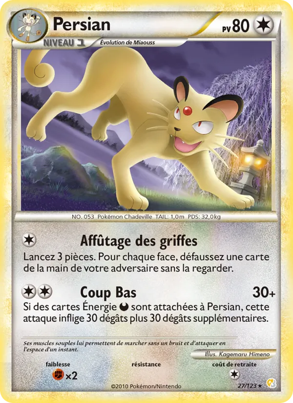Carte Persian de l'extension HeartGold SoulSilver, numéro 27/123