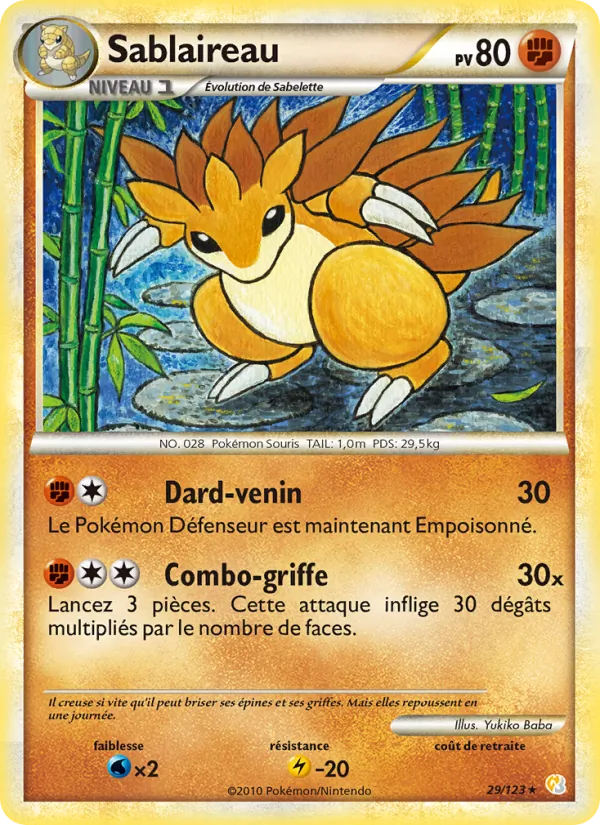 Carte Sablaireau de l'extension HeartGold SoulSilver, numéro 29/123