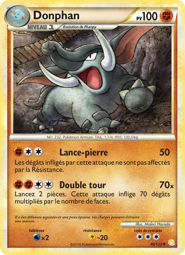 Carte Donphan de l'extension HeartGold SoulSilver, numéro 40/123