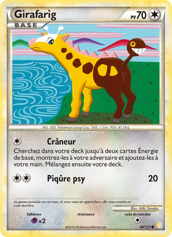 Carte Girafarig de l'extension HeartGold SoulSilver, numéro 64/123