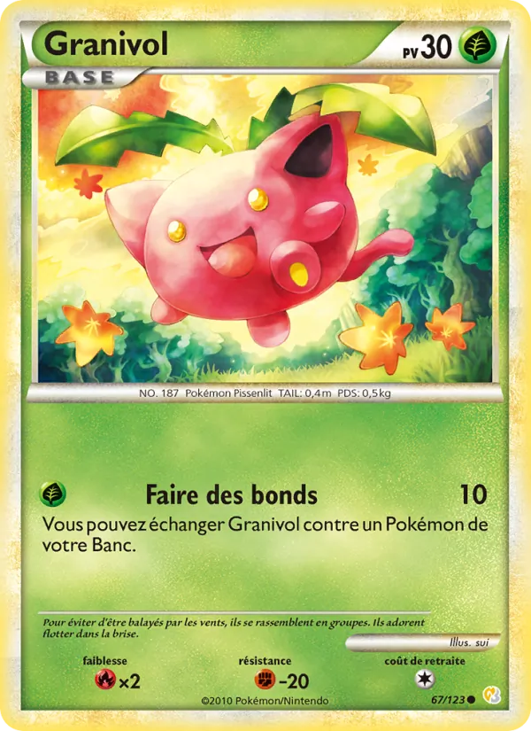 Carte Granivol de l'extension HeartGold SoulSilver, numéro 67/123