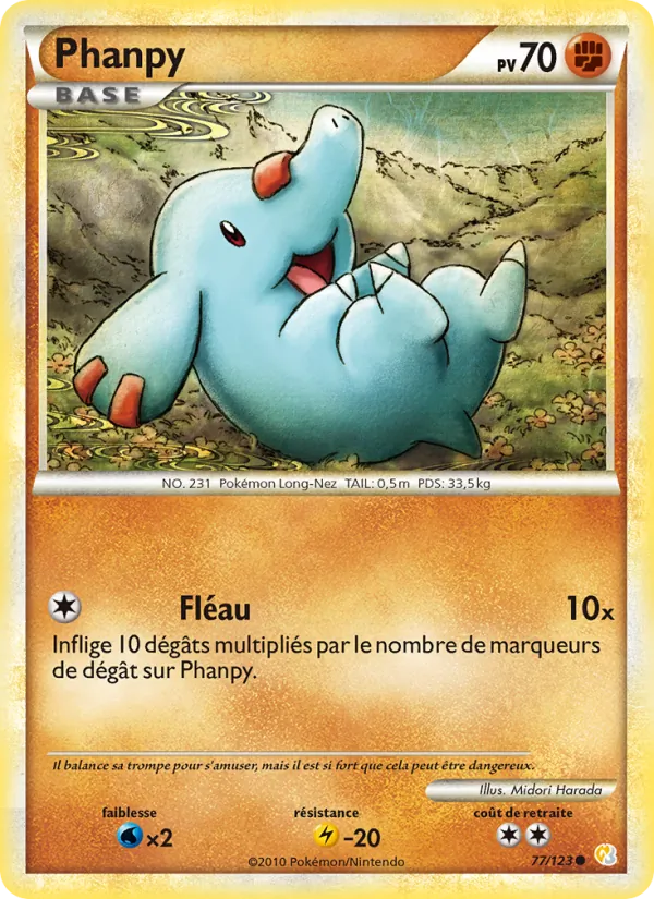 Carte Phanpy de l'extension HeartGold SoulSilver, numéro 77/123