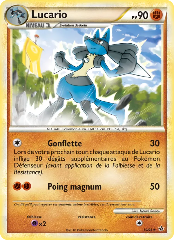 Carte Lucario de l'extension Déchaînement, numéro 19/95