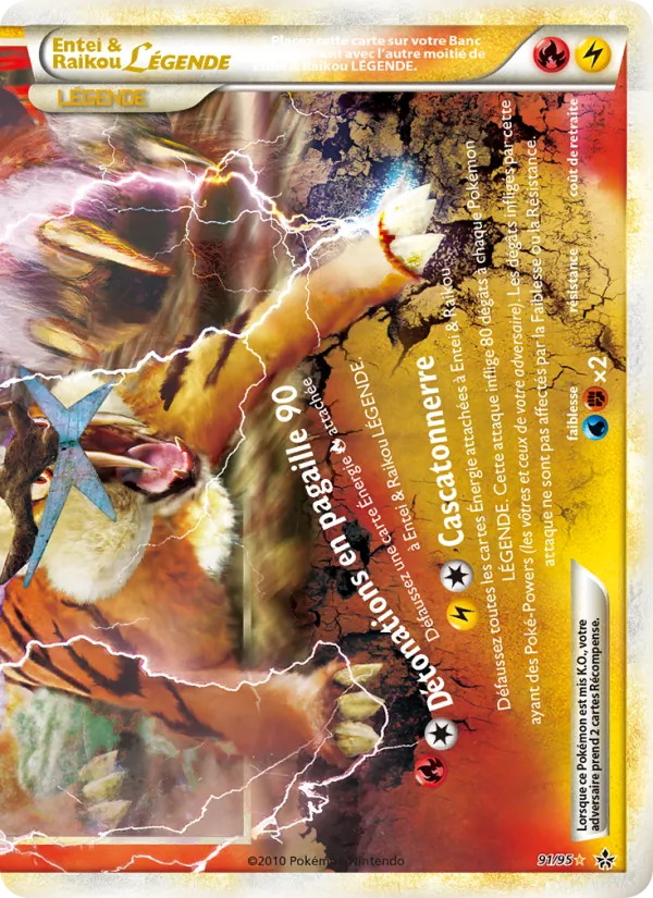 Carte Entei & Raikou LÉGENDE (bas) de l'extension Déchaînement, numéro 91/95