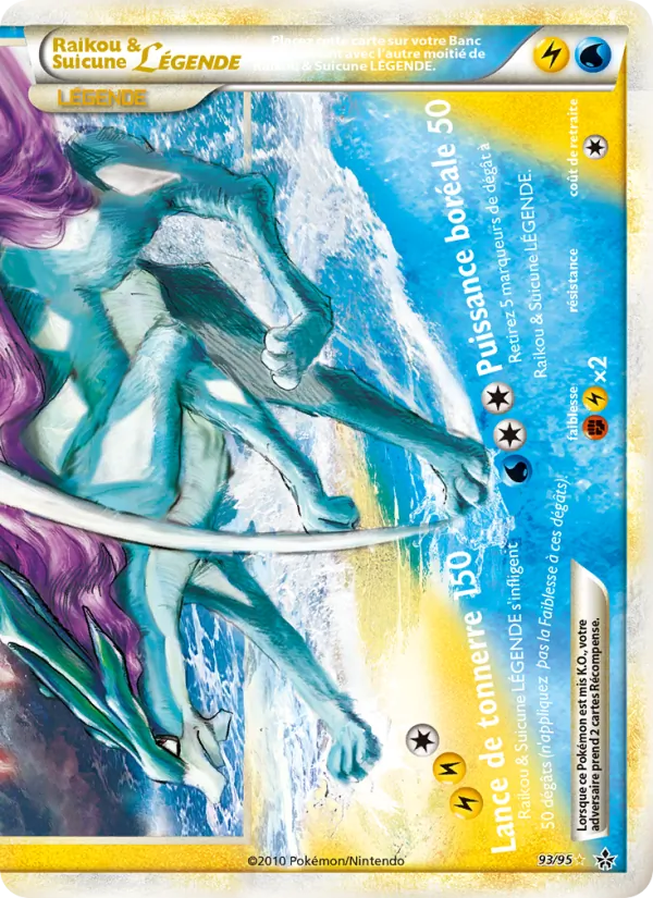Carte Raikou & Suicune LÉGENDE (bas) de l'extension Déchaînement, numéro 93/95