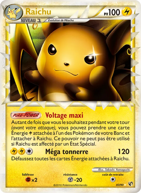 Carte Raichu de l'extension Indomptable, numéro 83/90