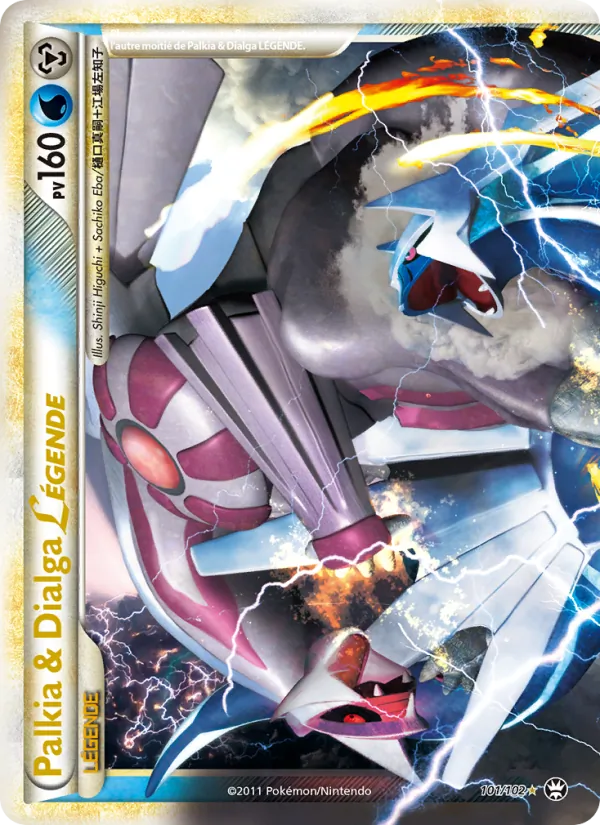 Carte Palkia & Dialga LÉGENDE de l'extension Triomphant, numéro 101/102
