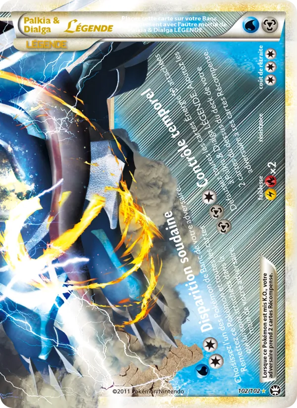 Carte Palkia & Dialga LÉGENDE de l'extension Triomphant, numéro 102/102
