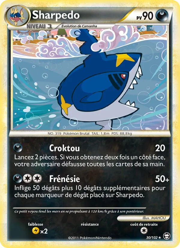Carte Sharpedo de l'extension Triomphant, numéro 30/102