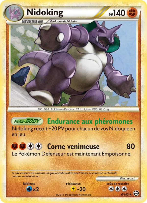Carte Nidoking de l'extension Triomphant, numéro 6/102