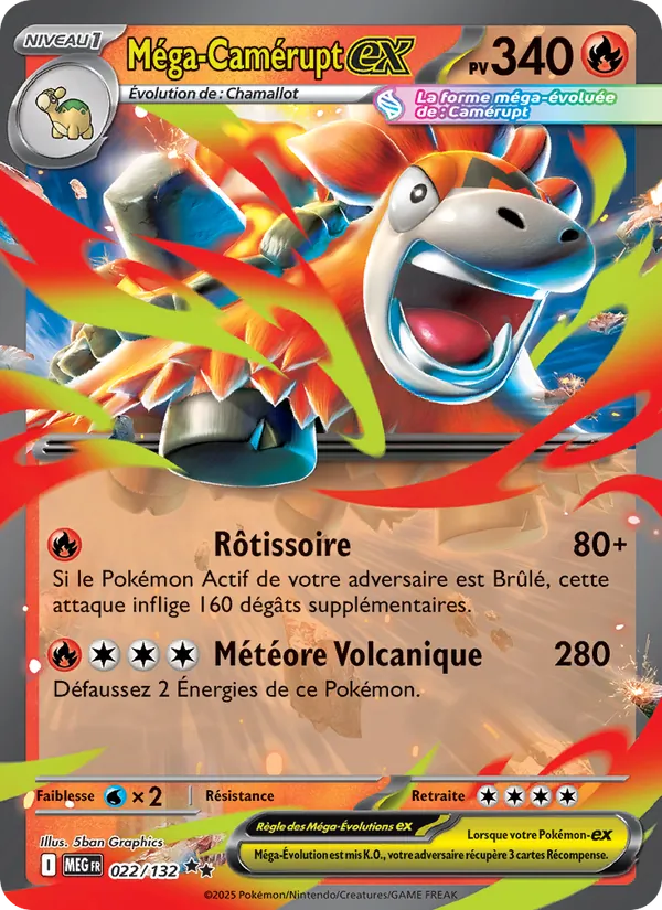 Carte Méga-Camérupt-ex de l'extension Méga-Évolution, numéro 022/132