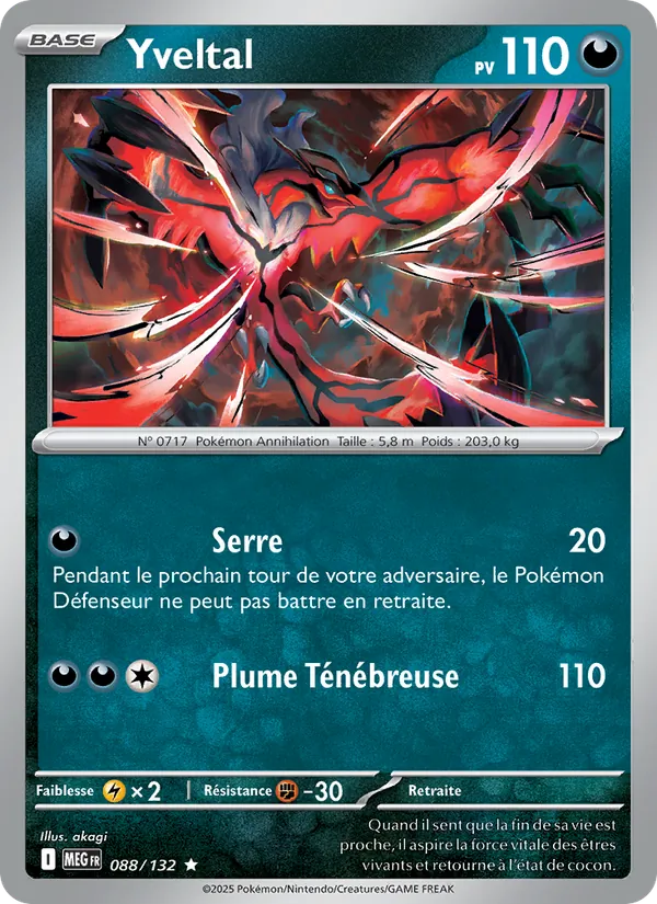 Carte Yveltal de l'extension Méga-Évolution, numéro 088/132