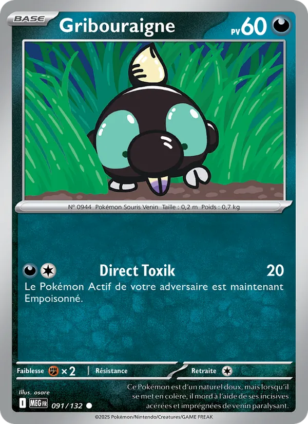 Carte Gribouraigne de l'extension Méga-Évolution, numéro 091/132