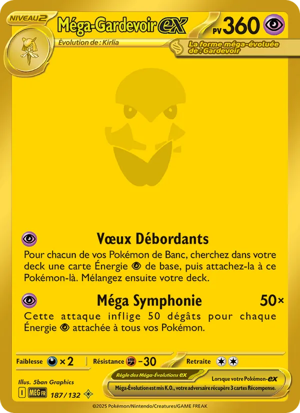 Carte Méga-Gardevoir-ex de l'extension Méga-Évolution, numéro 187/132