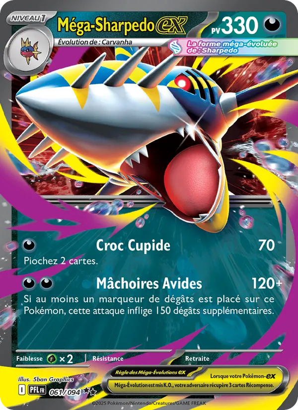 Carte Méga-Sharpedo-ex de l'extension Flammes Fantasmagoriques, numéro 061/94