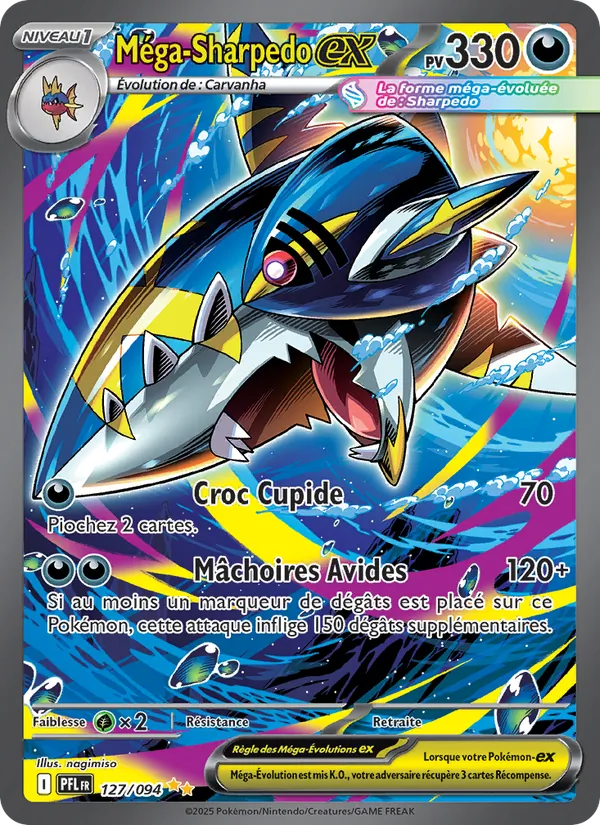 Carte Méga-Sharpedo-ex de l'extension Flammes Fantasmagoriques, numéro 127/94