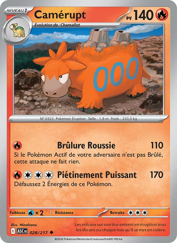 Carte Camérupt de l'extension Héros Transcendants, numéro 028/217