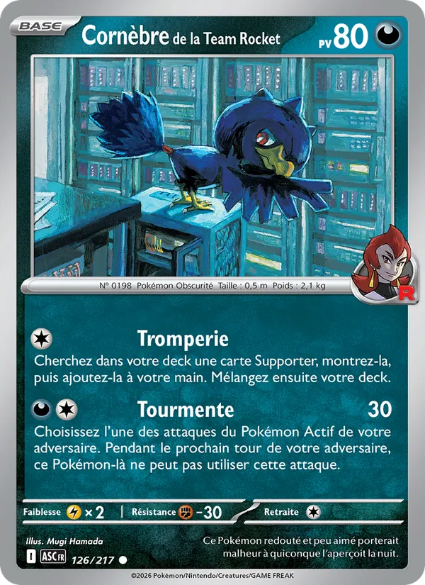 Carte Cornèbre de la Team Rocket de l'extension Héros Transcendants, numéro 126/217
