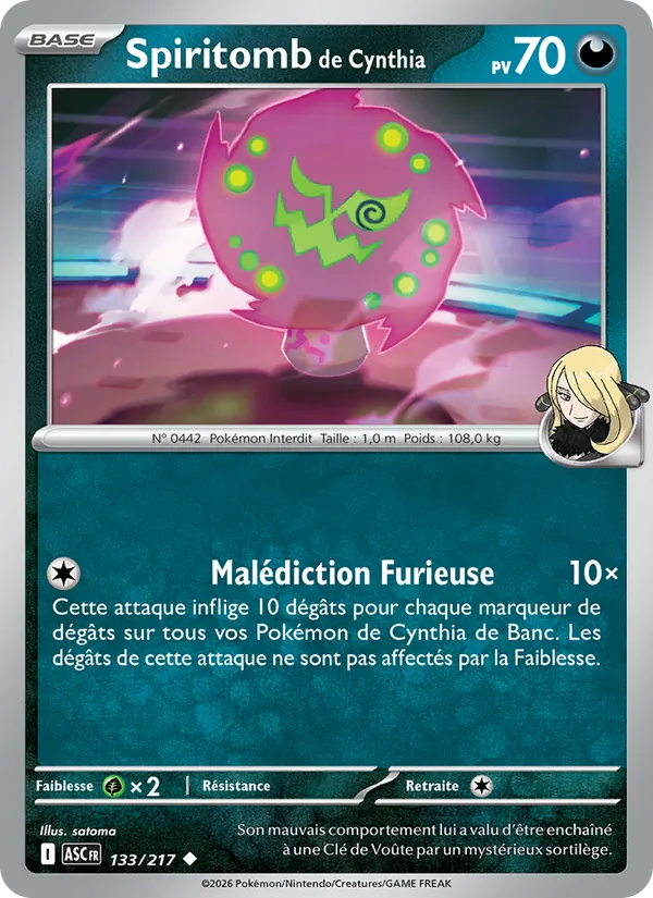 Carte Spiritomb de Cynthia de l'extension Héros Transcendants, numéro 133/217