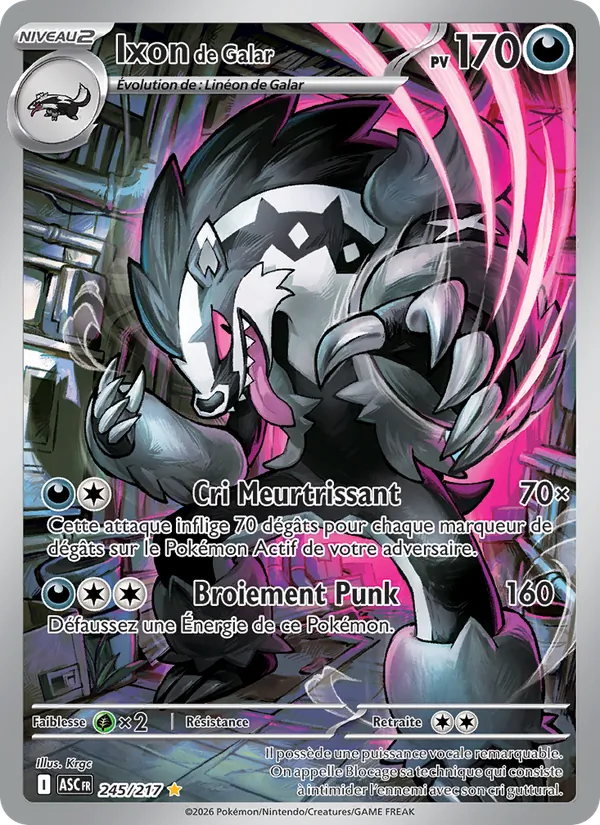Galarian Obstagoon card from Ascended Heroes, number 245/217