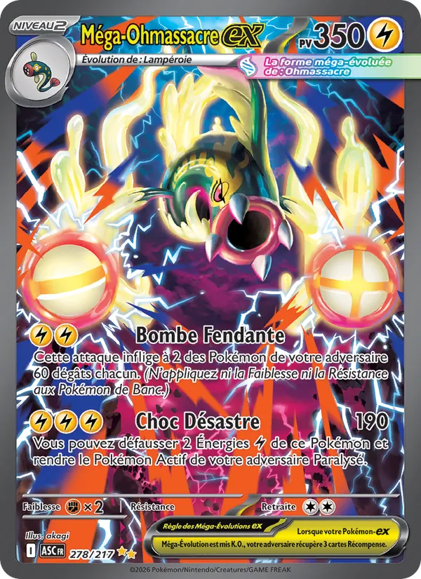 Carte Méga-Ohmassacre-ex de l'extension Héros Transcendants, numéro 278/217