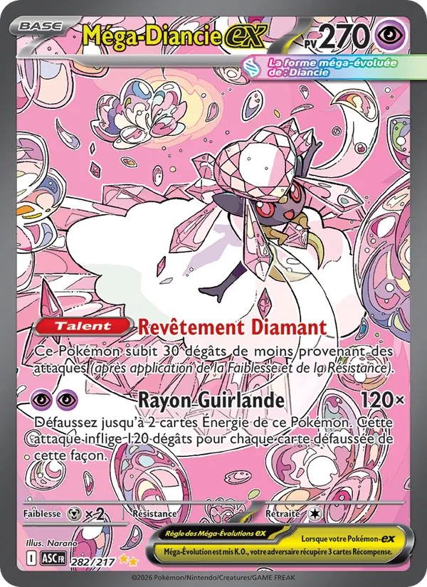 Carte Méga-Diancie-ex de l'extension Héros Transcendants, numéro 282/217