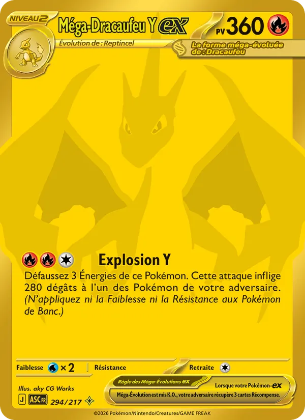 Carte Méga-Dracaufeu Y-ex de l'extension Héros Transcendants, numéro 294/217