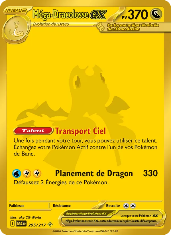 Carte Méga-Dracolosse-ex de l'extension Héros Transcendants, numéro 295/217