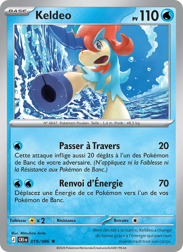 Carte Keldeo de l'extension Chaos Ascendant, numéro 019/86