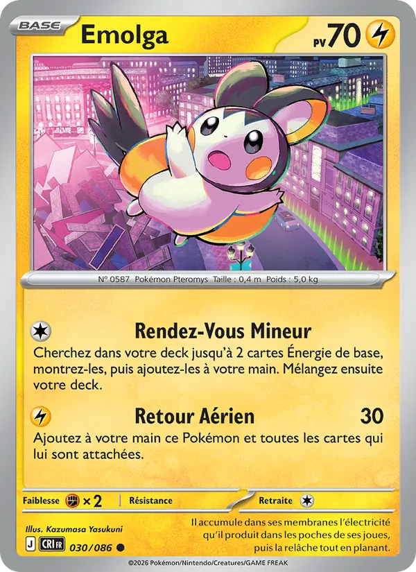 Carte Emolga de l'extension Chaos Ascendant, numéro 030/86
