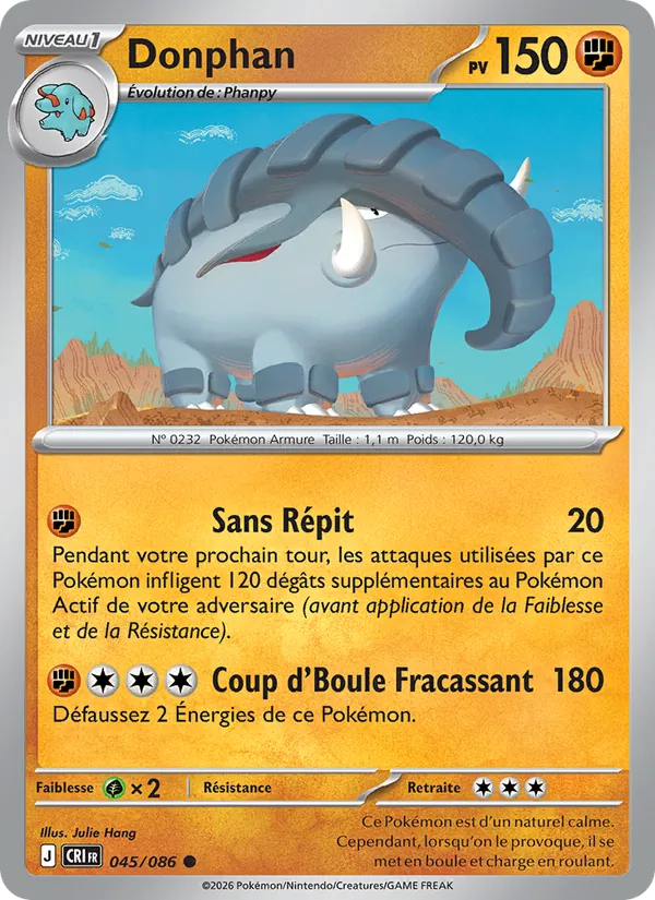 Carte Donphan de l'extension Chaos Ascendant, numéro 045/86