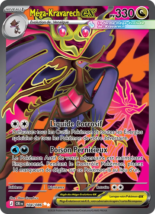 Carte Méga-Kravarech-ex de l'extension Chaos Ascendant, numéro 104/86