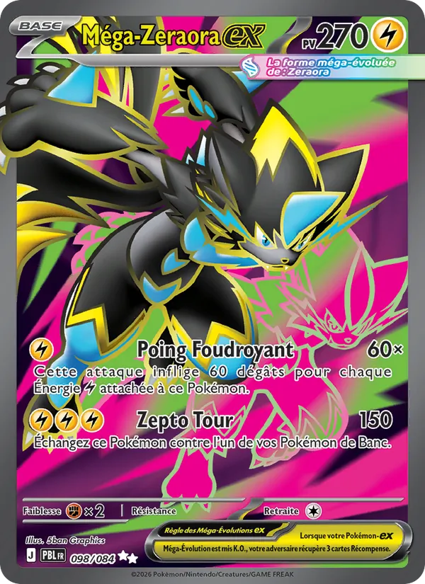Carte Méga-Zeraora-ex de l'extension Nuit Noire, numéro 098/84