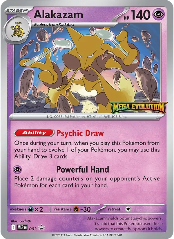 Carte Alakazam de l'extension MEP Black Star Promos, numéro 003