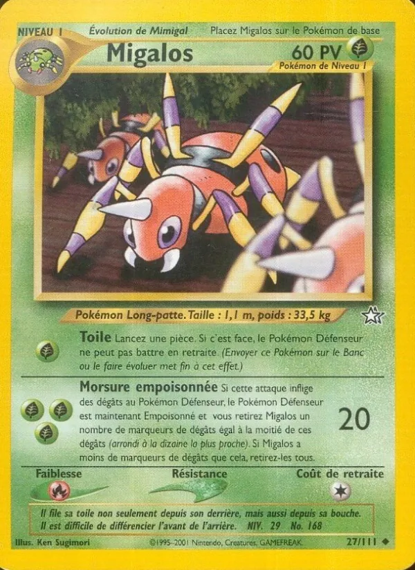 Carte Migalos de l'extension Neo Genesis, numéro 27/111