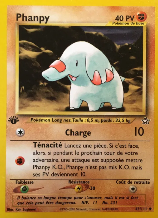 Carte Phanpy de l'extension Neo Genesis, numéro 43/111