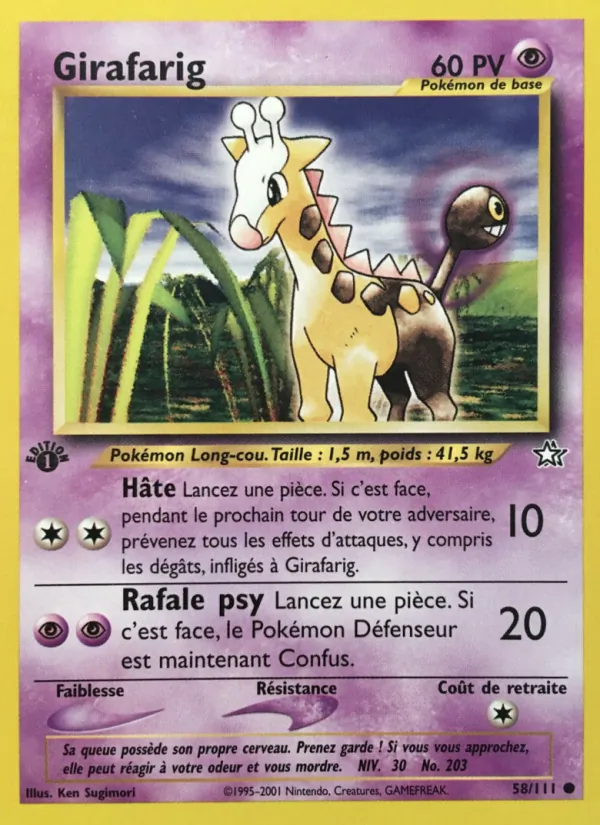 Carte Girafarig de l'extension Neo Genesis, numéro 58/111
