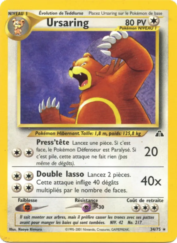 Carte Ursaring de l'extension Neo Discovery, numéro 34/75