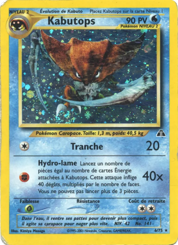 Carte Kabutops de l'extension Neo Discovery, numéro 6/75