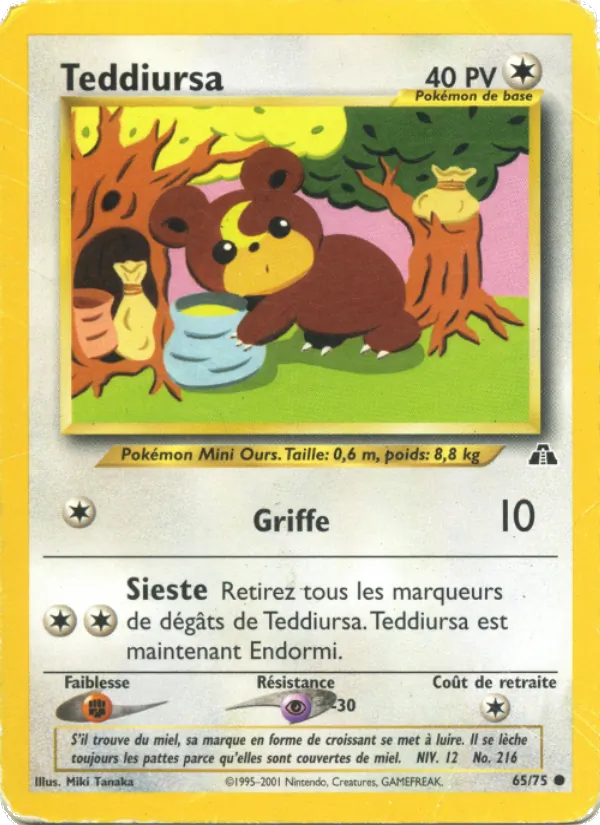 Carte Teddiursa de l'extension Neo Discovery, numéro 65/75