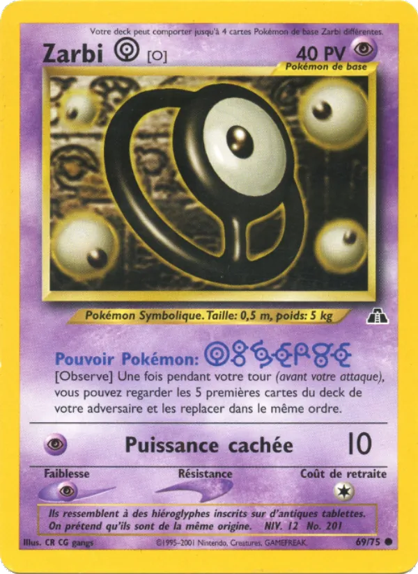 Carte Zarbi O de l'extension Neo Discovery, numéro 69/75