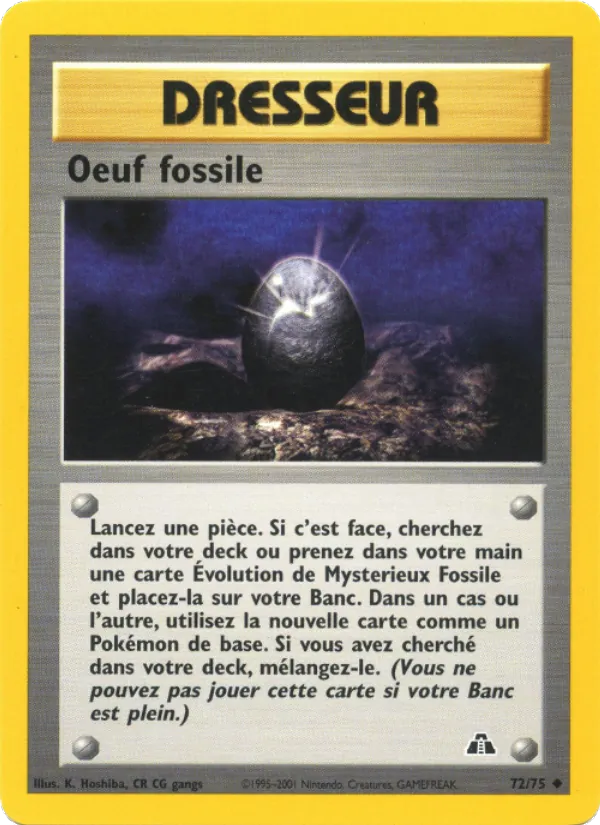 Carte Oeuf fossile de l'extension Neo Discovery, numéro 72/75