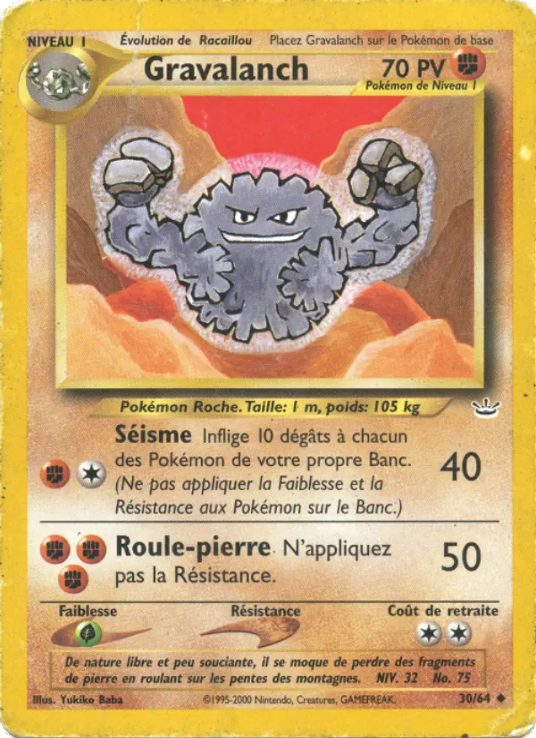 Carte Gravalanch de l'extension Neo Revelation, numéro 30/64