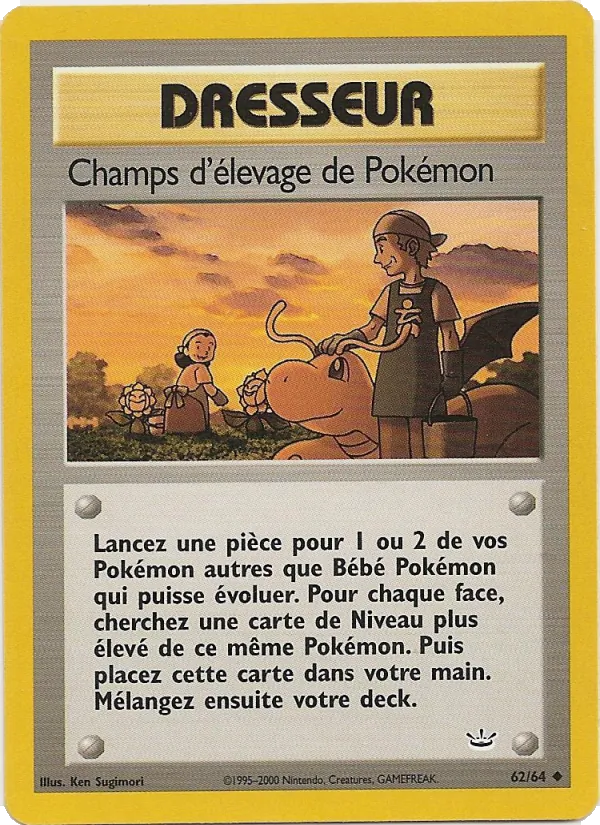 Carte Champs d'élevage de Pokémon de l'extension Neo Revelation, numéro 62/64