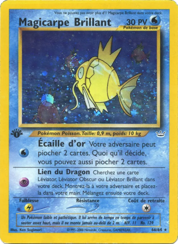 Carte Magicarpe Brillant de l'extension Neo Revelation, numéro 66/64