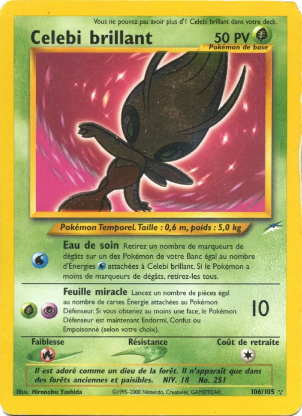 Carte Celebi brillant de l'extension Neo Destiny, numéro 106/105